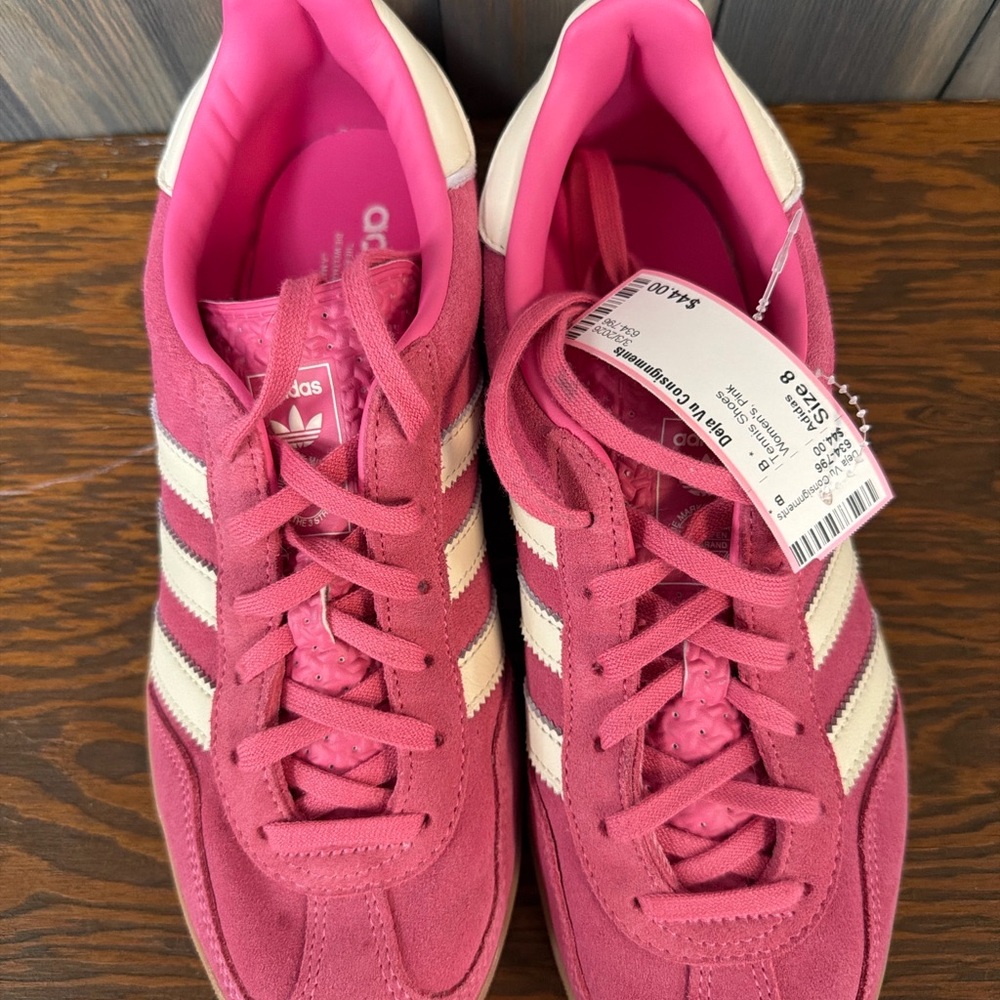 Adidas Women's Fuchsia and White Sneakers